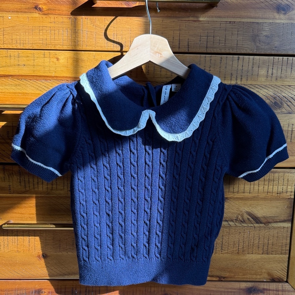 Janie & Jack Navy Blue Kids Cable Knit Top